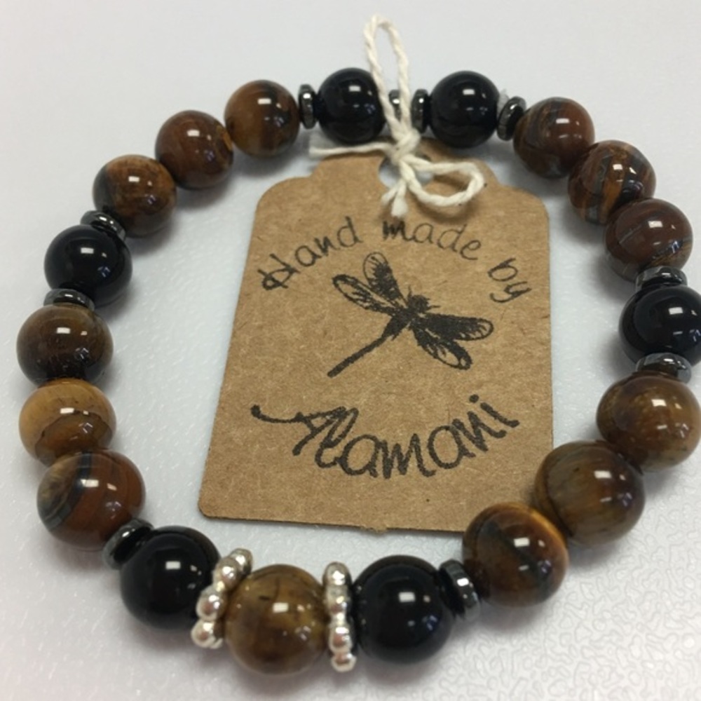 Handmade stone beads stretch bracelet